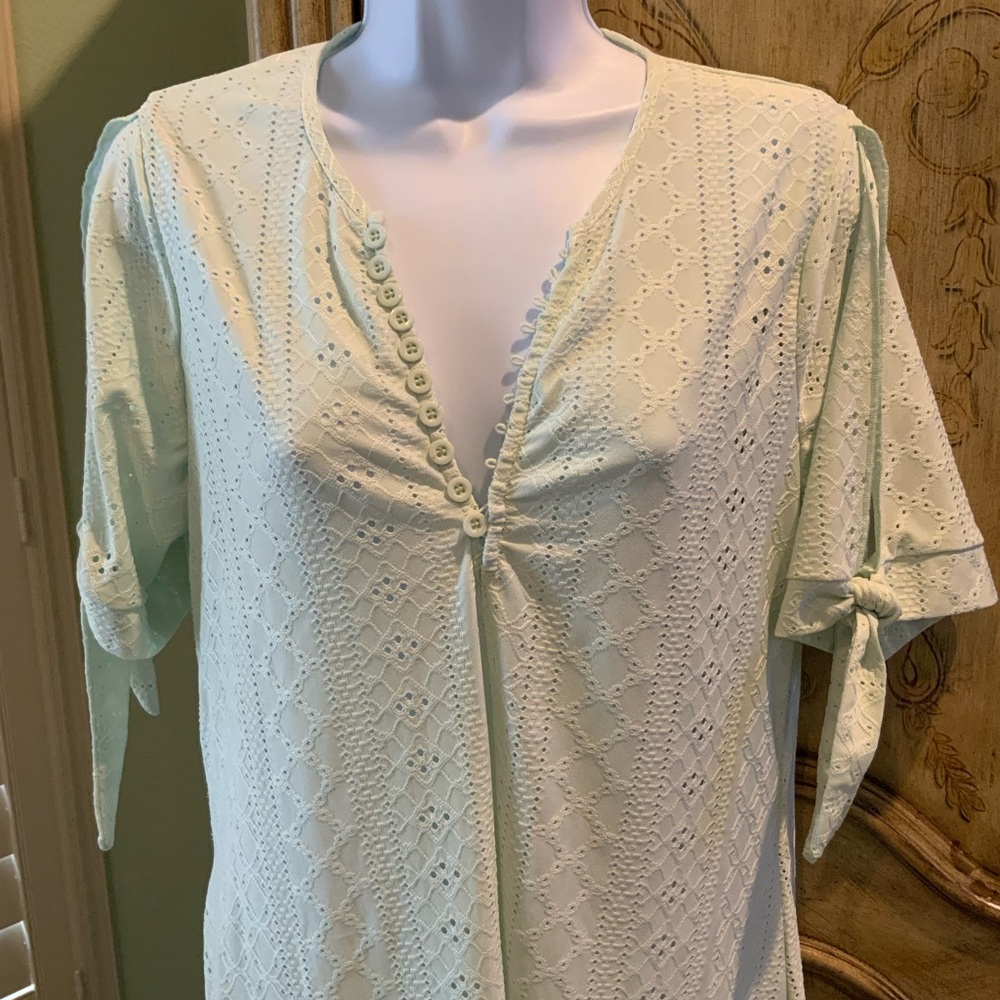Light Green Eyelet Maxi Lounge Dress Size Small - Picture 4 of 8